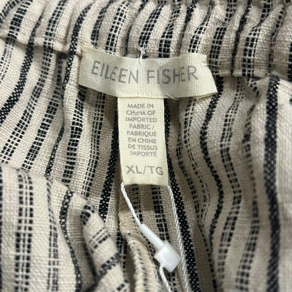Eileen Fisher | Cotton Slouchy Ticking Stripe Tapered Ankle Pants | Natural | XL - Picture 5 of 8